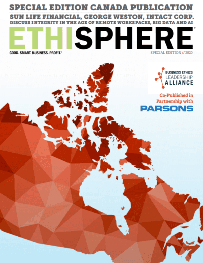 BELA Canada Edition of Ethisphere Magaine, featuring Sun Life Financial, WSP, George Weston, and more discussing integrity