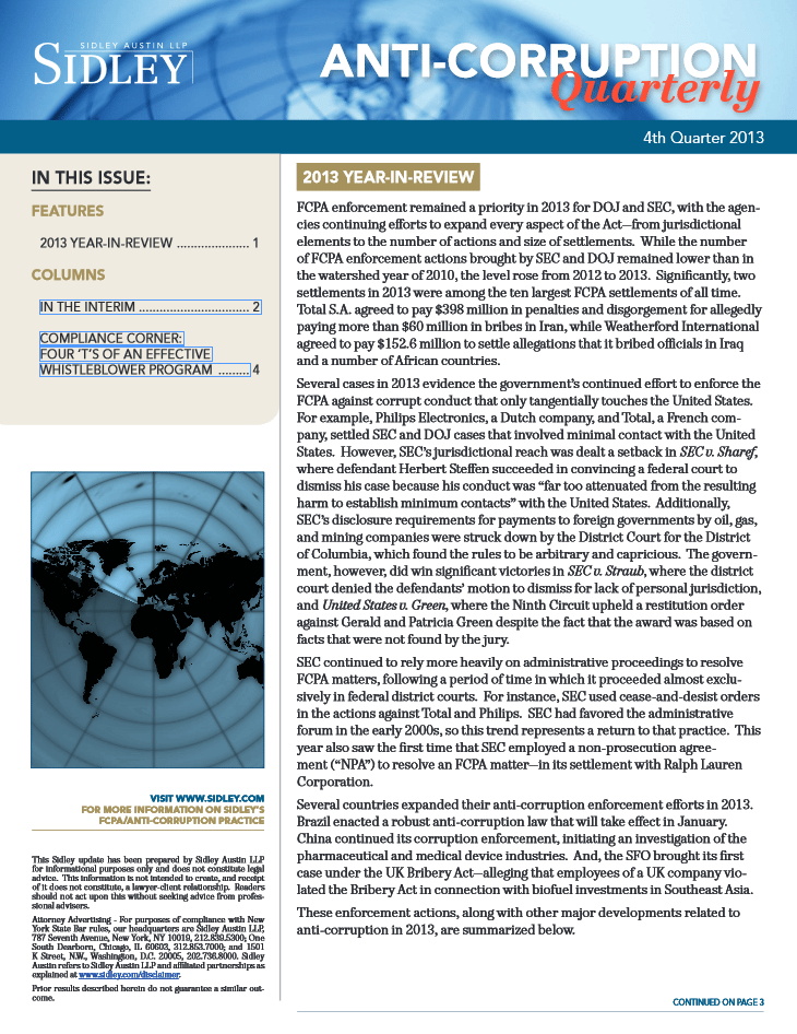 SEC Enforcement Quarterly 4th Quarter Ethisphere Magazine
